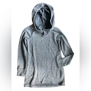 Lola By AFG Cowl Neck Tunic Hoodie Heather Gray Black Large Longline Athleisure